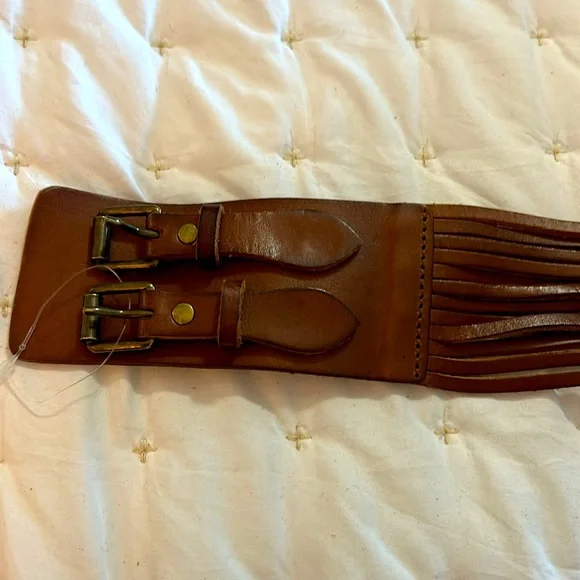 J.Crew double buckle belt Vintage J. Crew Women's S Wide Belt Brown Leather med - Picture 9 of 10